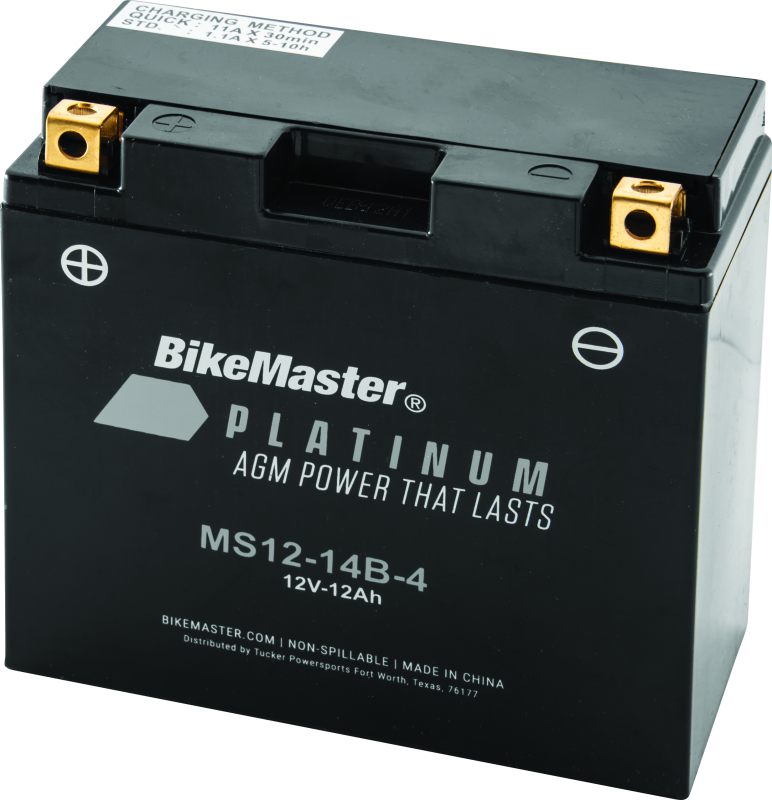 BikeMaster AGM Battery - MS12-14B-4 Batteries BikeMaster