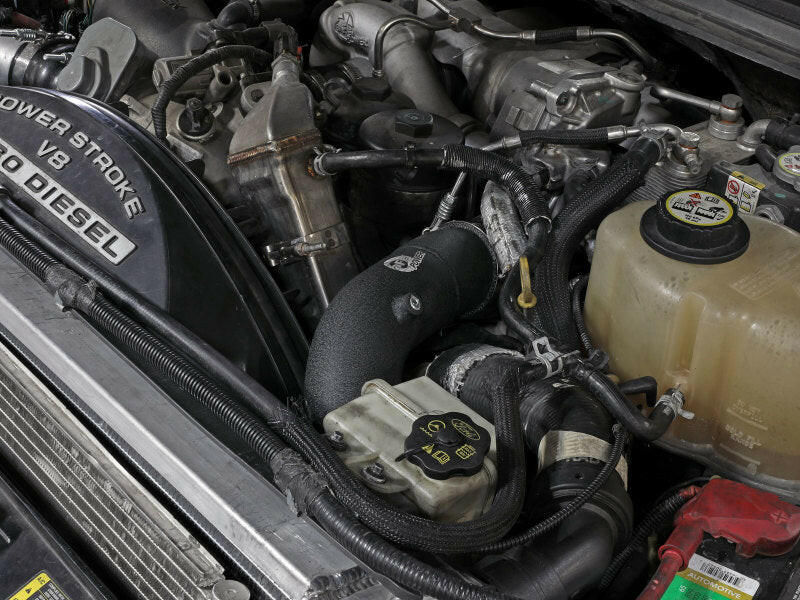 aFe 08-10 Ford Trucks V8-6.4L (td) BladeRunner 3 IN Aluminum Hot Charge Pipe - Black Intercoolers aFe