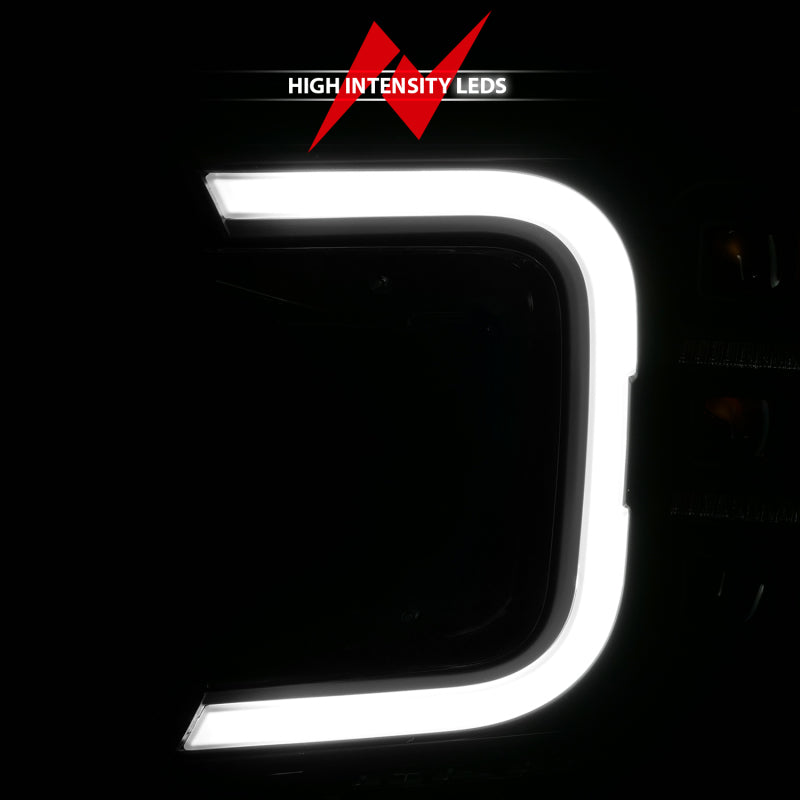 ANZO 18-20 Ford F-150 Full Led Projector Smoke Bar Style Headlights Black Amber Headlights ANZO