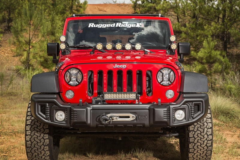 Rugged Ridge 07-18 Jeep Wrangler JK/JKU Textured Black Elite Headlight Euro Guards Light Covers and Guards Rugged Ridge