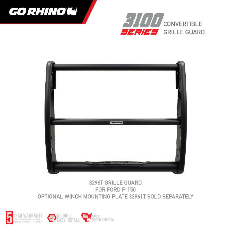 Go Rhino 18-20 Ford F-150 (Excl. APA/ACC Models) 3100 Series StepGuard Center Grille ONLY - Tex. Blk Grille Guards Go Rhino