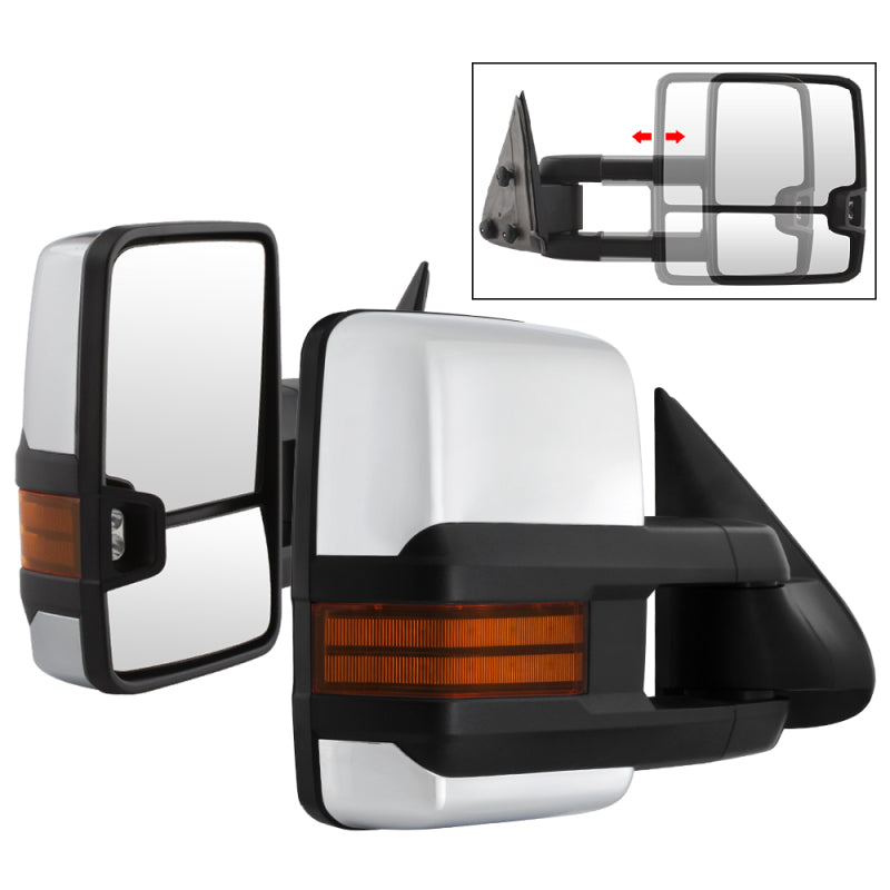 xTune Chevy Silverado 99-06 G3 LED Signal Telescoping Mirror Chrome - SET MIR-CS03S-G3C-MA-AM-SET Side Mirrors SPYDER