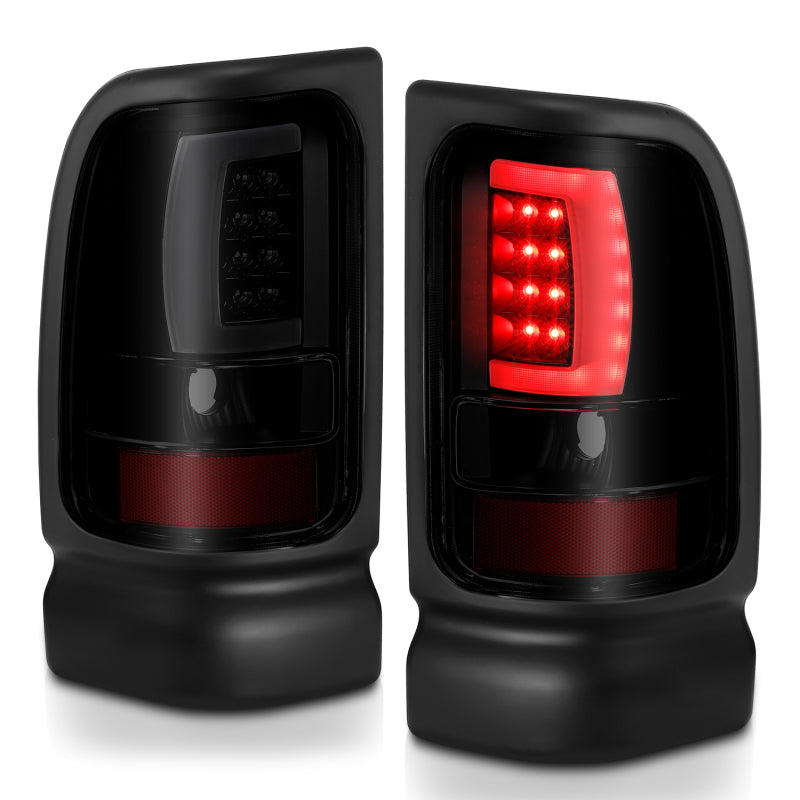 ANZO 1994-2001 Dodge Ram 1500 LED Taillights Plank Style Black w/Smoke Lens Tail Lights ANZO