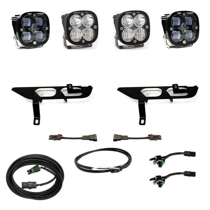 Baja Designs 2021+ Ford F150 Fog Pocket Kit SAE Clear Squadron Pro DC with Upfitter Light Bars & Cubes Baja Designs