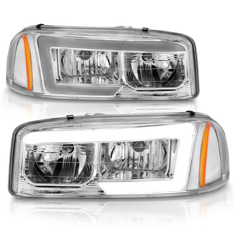 ANZO 99-17 GMC Sierra/Denali Headlights Chrome Amber (w/C Light Bars) Headlights ANZO