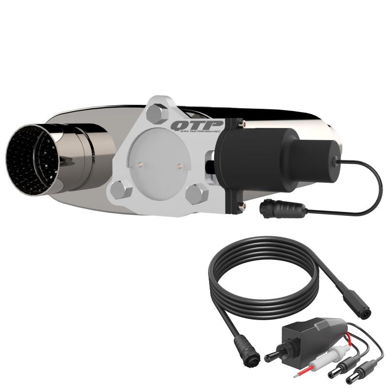 QTP 3in Weld-On 304SS Reverse Screamer Muffler w/Bolt-On QTEC Electric Cutout Muffler QTP