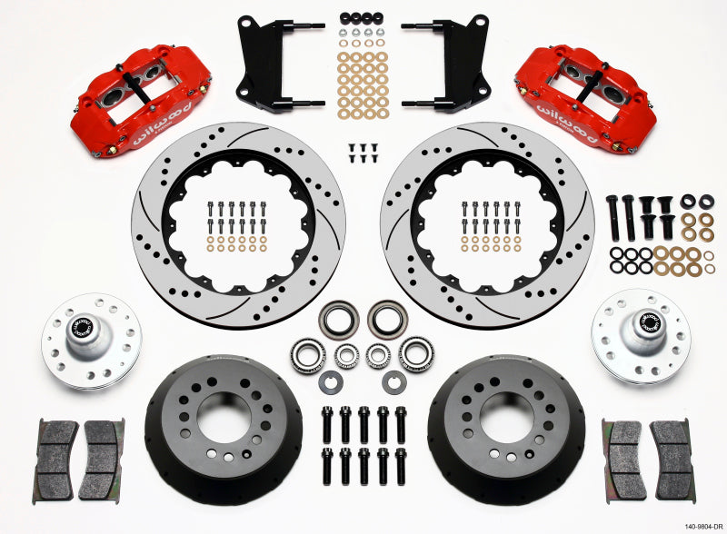 Wilwood Narrow Superlite 6R Front Hub Kit 14.00in Drill Red 67-69 Camaro 64-72 Nova Chevelle Big Brake Kits Wilwood