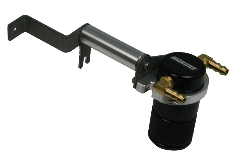 Moroso 12-15 Chevrolet Camaro ZL1 Air/Oil Separator Catch Can - Small Body - Billet Aluminum - Black Oil Catch Cans Moroso