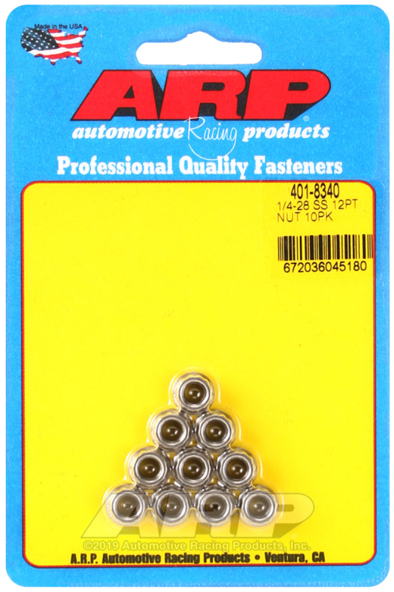 ARP 1/4-20in SS 12pt Nut Kit (10/pkg) Hardware Kits - Other ARP