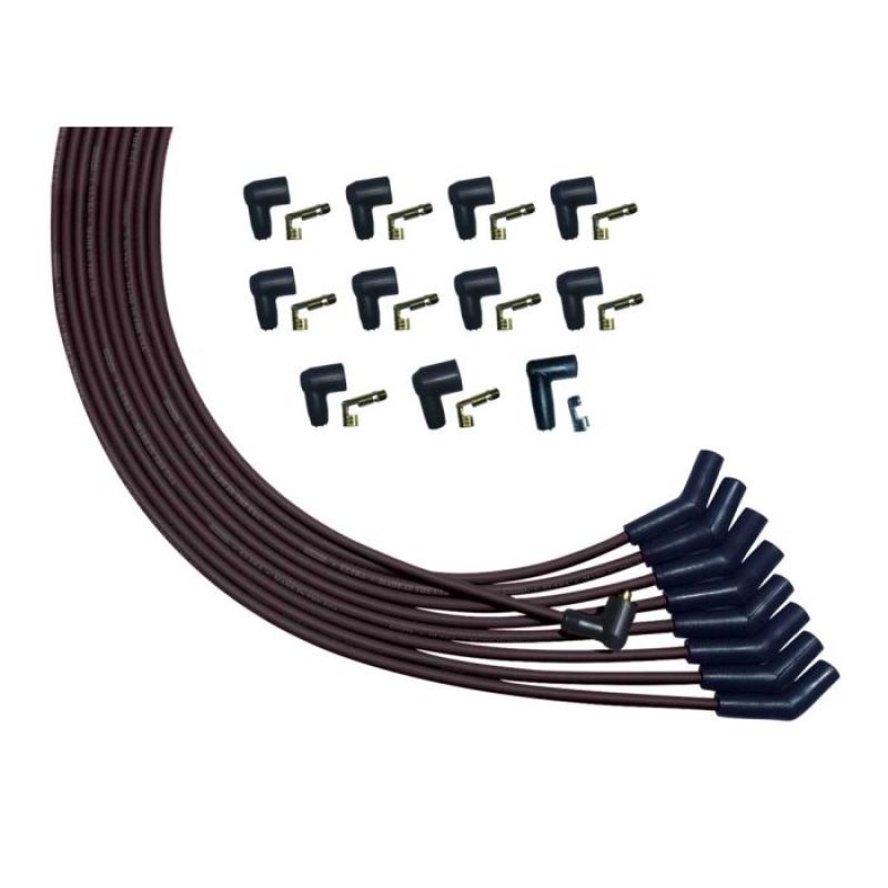Moroso Universal V8 Unsleeved Non-HEI 135 Deg Plug Boots Ultra Spark Plug Wire Set - Black Spark Plug Wire Sets Moroso