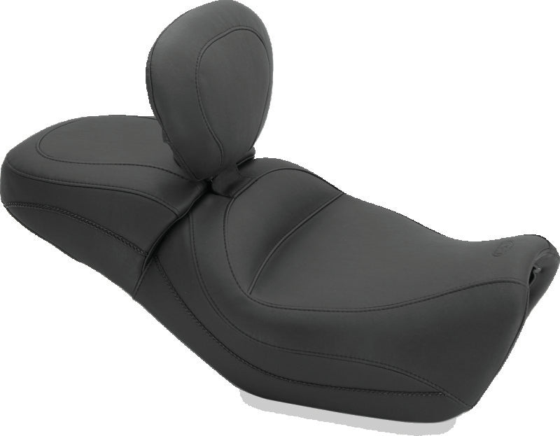 Mustang 15-21 Harley Street Standard Touring 1PC Seat w/Driver Backrest - Black One-Piece Motorcycle Seats Mustang Motorcycle