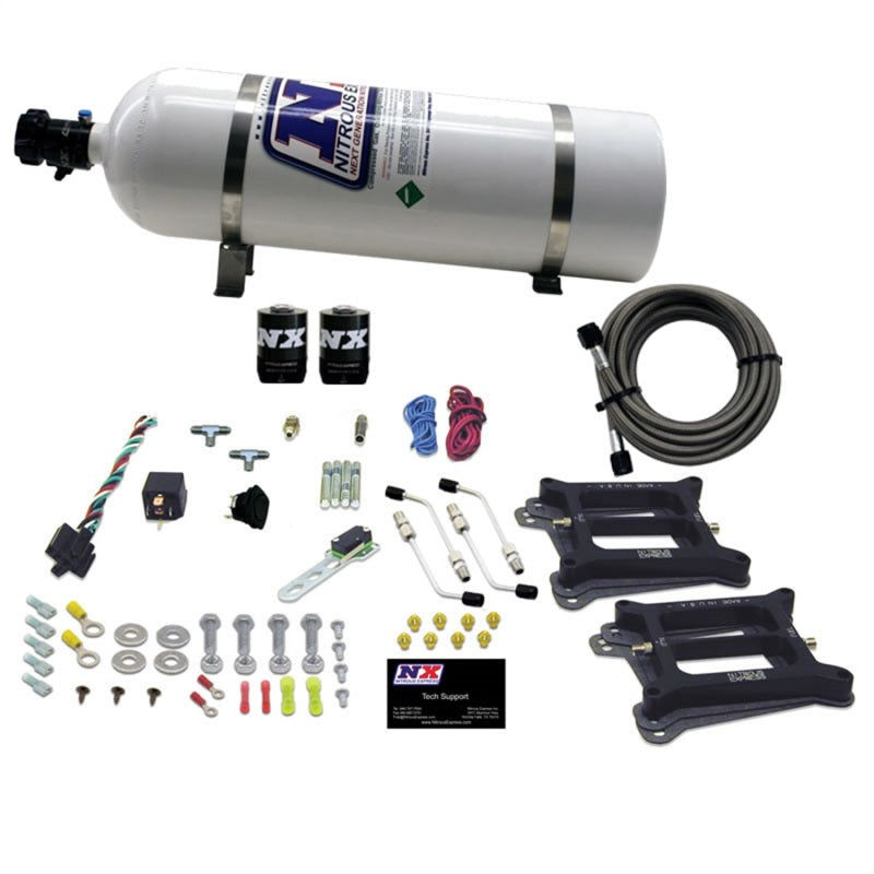 Nitrous Express Dual Holley/Gasoline Nitrous Kit (100-500HP) w/15lb Bottle Nitrous Systems Nitrous Express