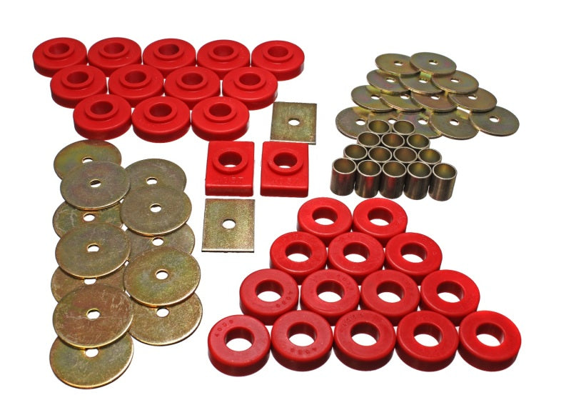 Energy Suspension 55-57 Chevy Full Size (Belair/Caprice/Impala) Red Body Mount Set Bushing Kits Energy Suspension