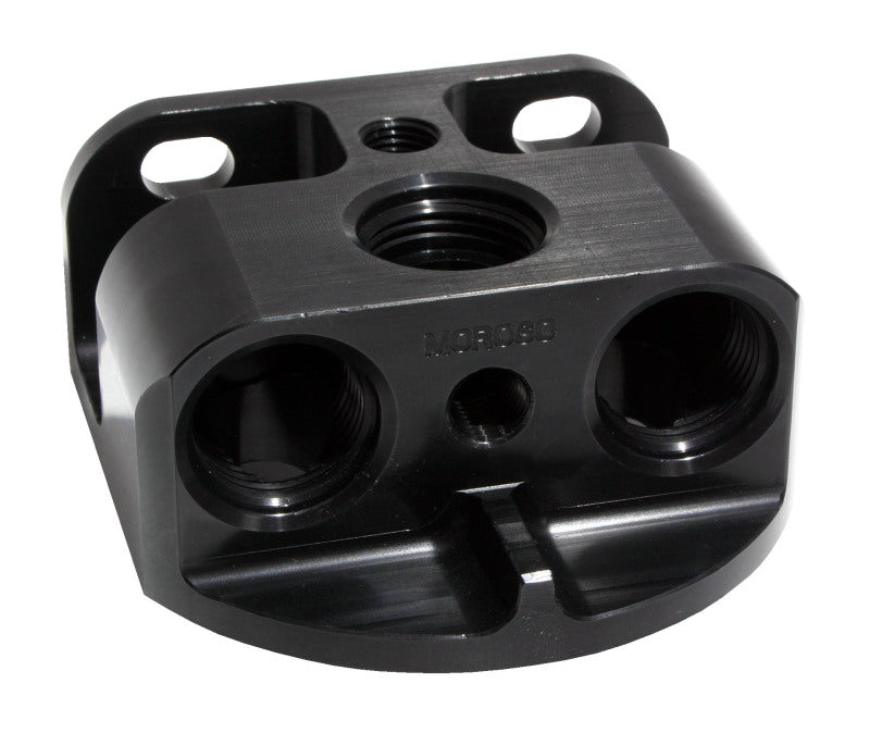 Moroso Oil Filter Adapter - Remote Mount - Front Port - 13/16in-16 & 3/4in-16 22mm Thread Fittings Moroso