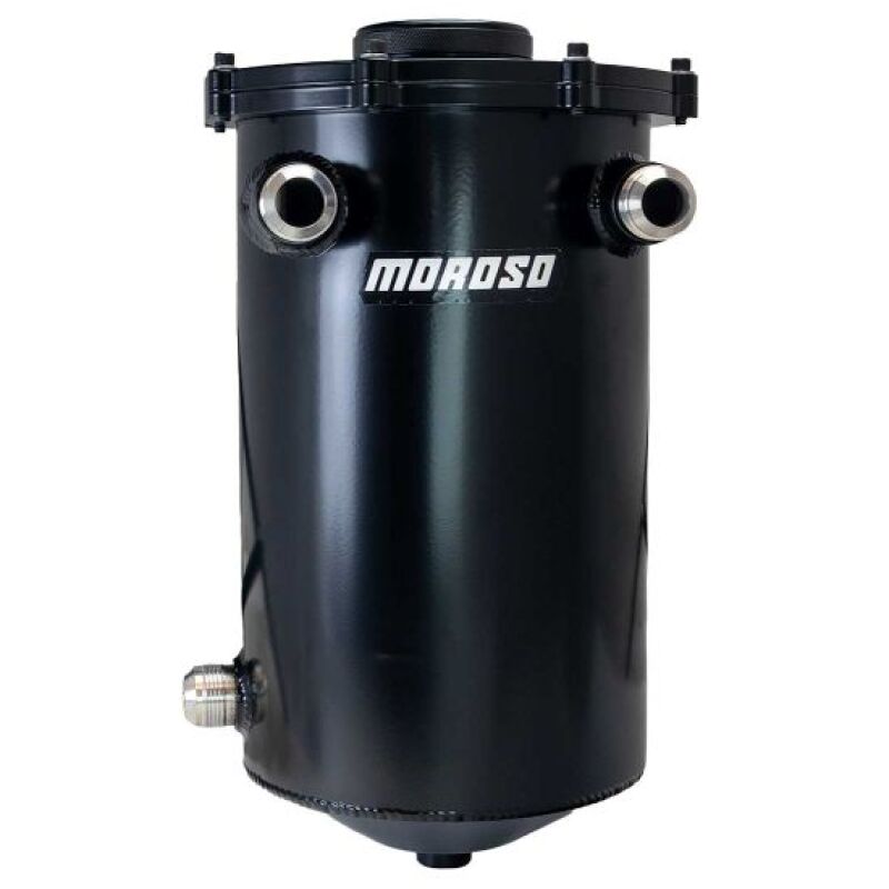 Moroso Split Top 16in Tall 8in Diameter MMPS 7.5qt Dry Sump Tank - Black Dry Sump Oil Tanks Moroso