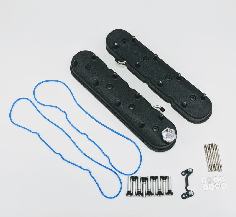 Granatelli 96-22 GM LS Tall Valve Cover w/Angled Coil Mounts - Black Wrinkle (Pair) Valve Covers Granatelli Motor Sports