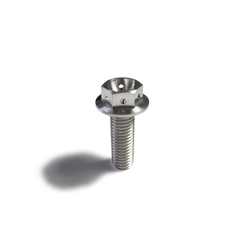 Ticon Industries Titanium Bolt Flanged M10x25x1.25TP 14mm 6pt Head Drilled Hardware - Singles Ticon