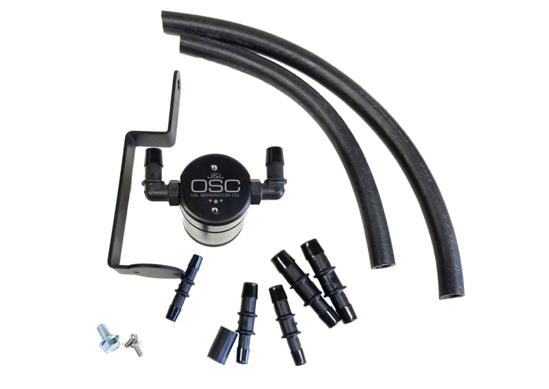 J&L 99-04 Ford Mustang GT Passenger Side Oil Separator 3.0 - Black Anodized Oil Separators J&L
