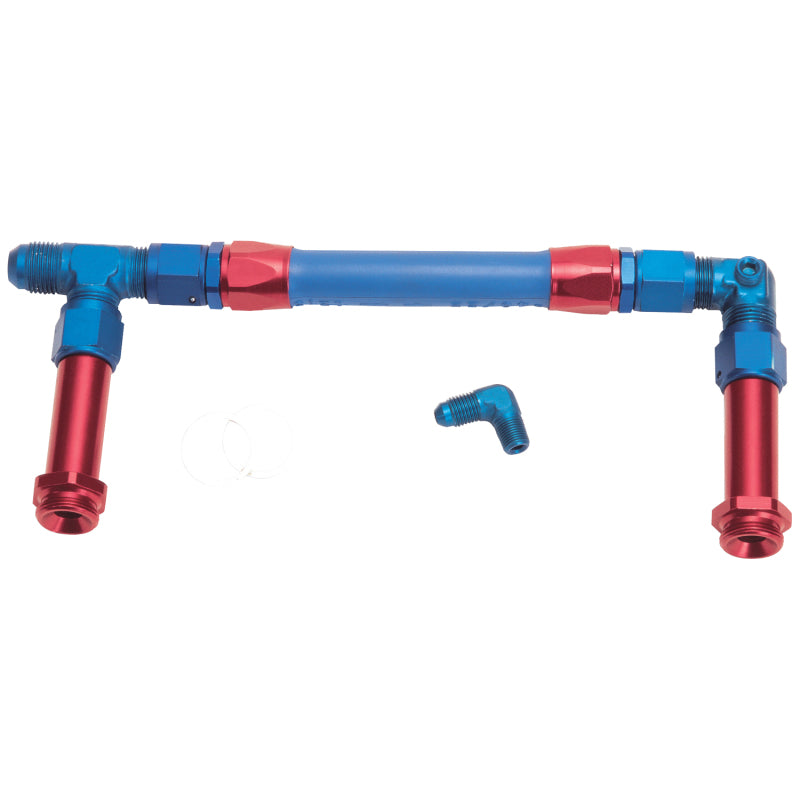 Russell Performance -8 AN to -8 AN Twist-Lok Holley 4150 Dual Inlet Carb Kit (Red/Blue) Carburetor Fuel Inlet Kits Russell