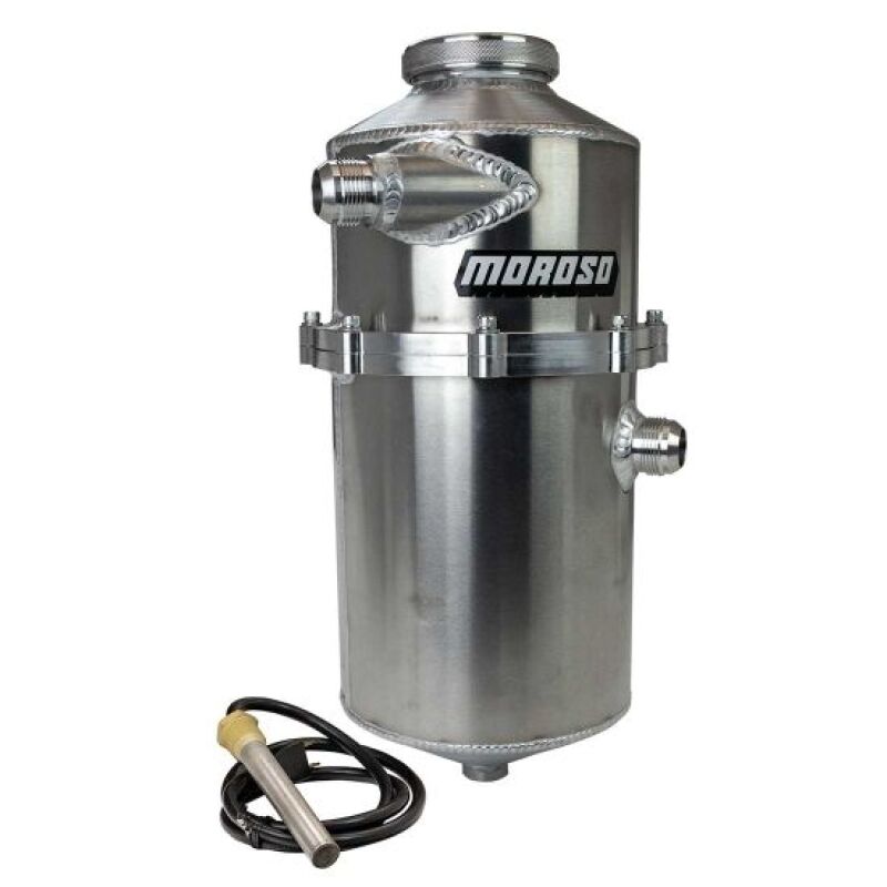 Moroso 2 Pc 60/40 Split 16.5in Tall 7in Dia 7.5qt Single Inlet Dry Sump Tank w/16AN Male Fitting Oil Catch Cans Moroso