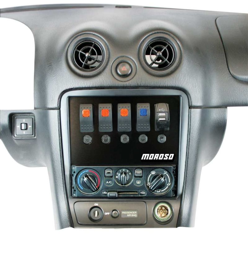 Moroso 99-04 Mazda Miata NB Radio Pocket Block Off Plate With Switches Dash Mounts Moroso