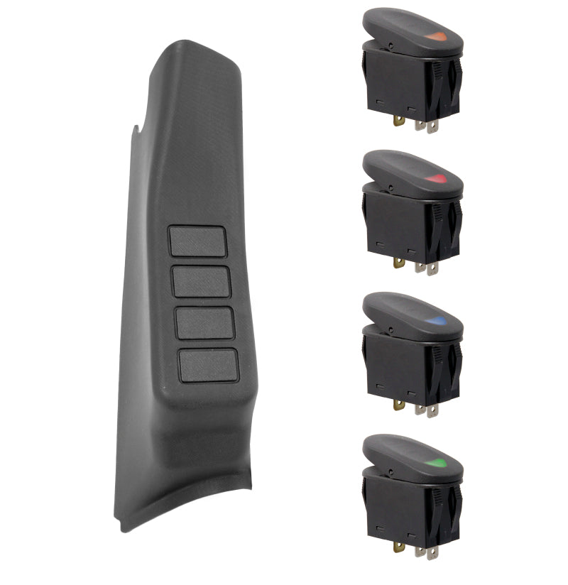 Rugged Ridge A-Pillar 4 Switch Pod Black RHD 11-18 Jeep Wrangler JK Dash & Interior Trim Rugged Ridge