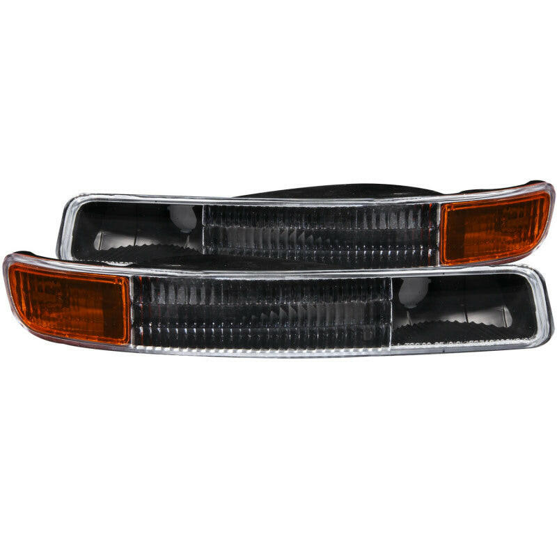 ANZO 1999-2006 GMC Sierra 1500 Euro Parking Lights Black w/ Amber Reflector Lights Corner ANZO