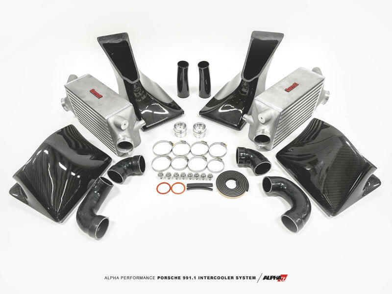 AMS Performance 13-15 Porsche 911 Turbo/Turbo S (991.1) Alpha Intercooler Kit w/Carbon Fiber Shrouds Intercooler Kits AMS