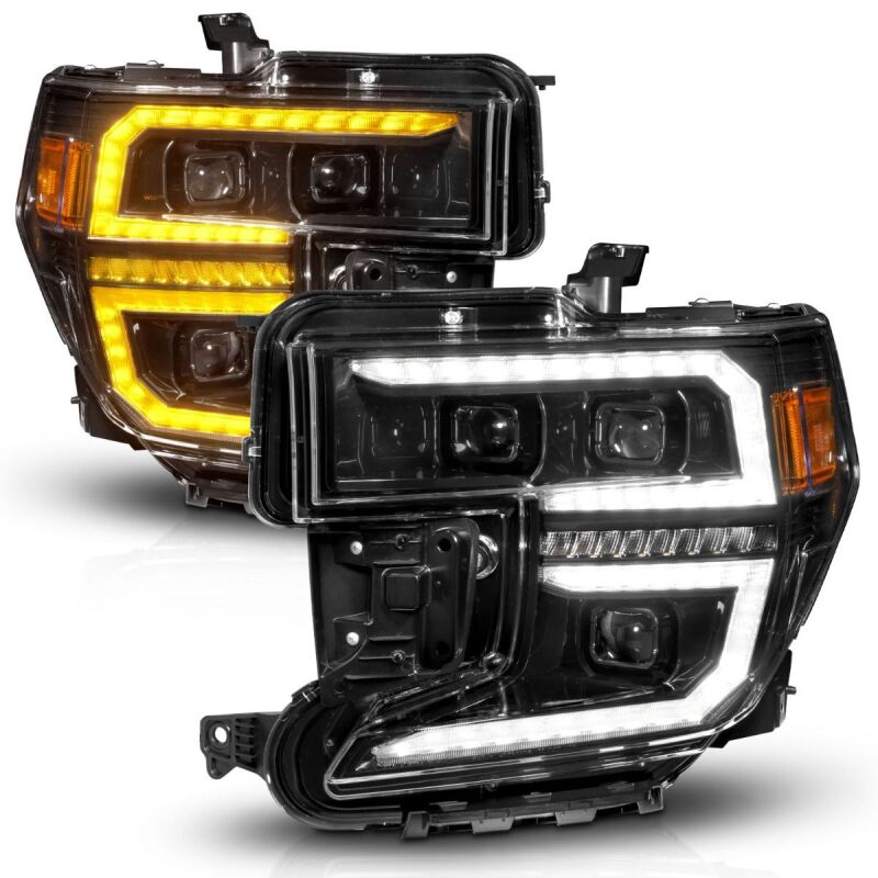 ANZO 19-21 GMC Sierra 1500 LED Projector Headlight w/Switchback+Sequential - Black Headlights ANZO