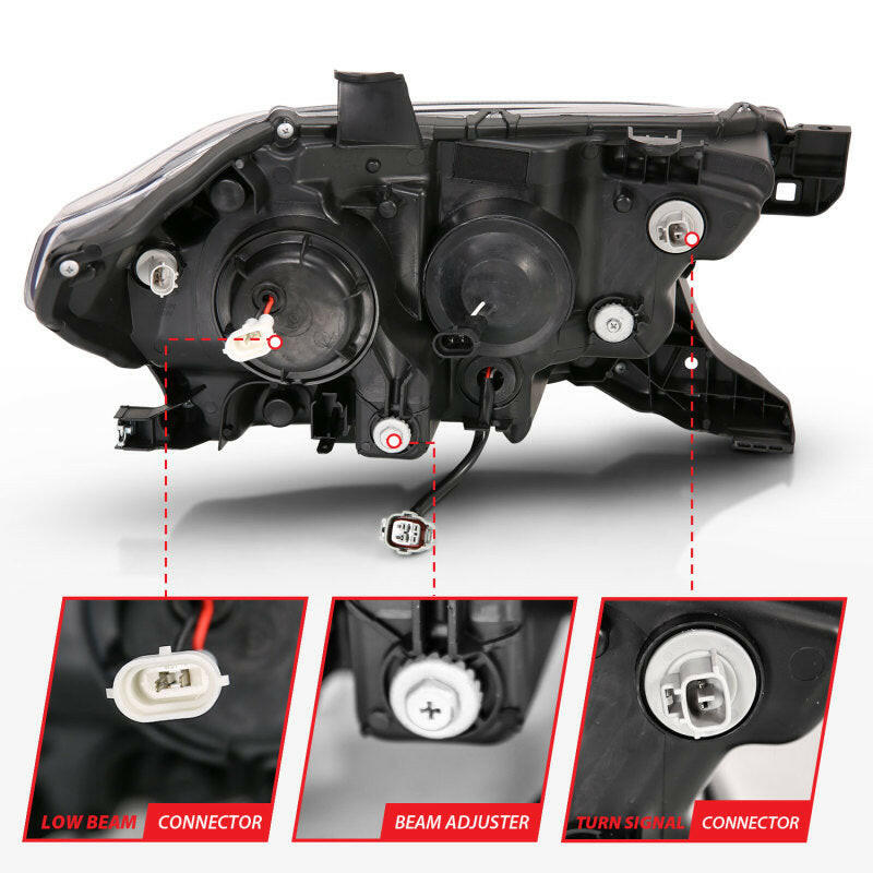 ANZO 2016-2017 Toyota Tacoma Projector Headlights w/ Plank Style Switchback Black w/ Amber w/ DRL Headlights ANZO