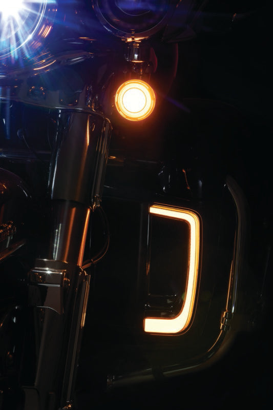 Kuryakyn Tracer L.E.D. Front Turn Signal Insert, White/Amber Light, Smoke Lens 1157 Bulbs Kuryakyn