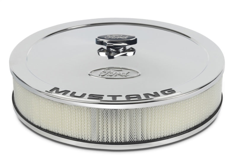 Ford Racing Air Cleaner Kit - Chrome w/Mustang Emblem Air Filters - Universal Fit Ford Racing