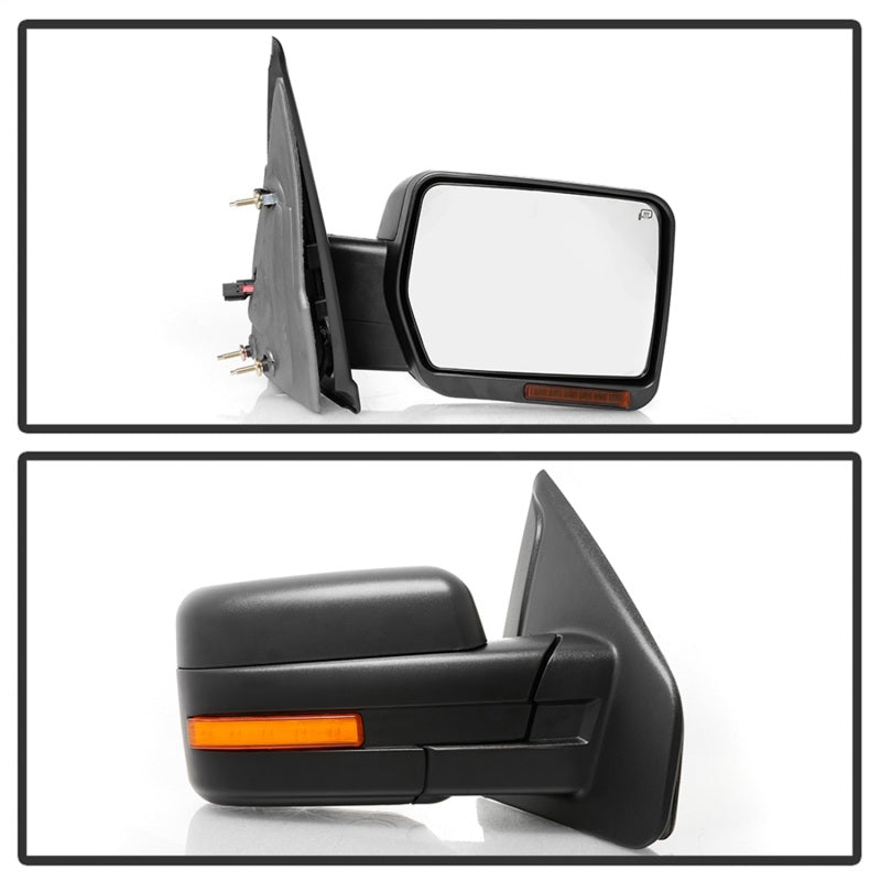 xTune 07-14 Ford F-150 Heated Amber Seq LED Signal OEM Pwr Mirrors (Pair) (MIR-03FF07-G2-PW-RAM-SET) Side Mirrors SPYDER
