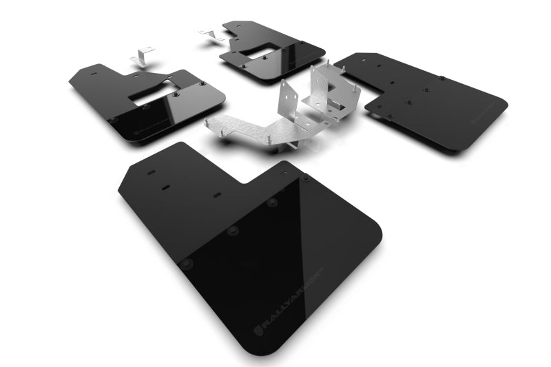 Rally Armor 21-25 Ford Bronco (Plstc Bmpr + RB - NO Rptr/Sprt) Blk Mud Flap w/Met. Blk Logo Mud Flaps Rally Armor