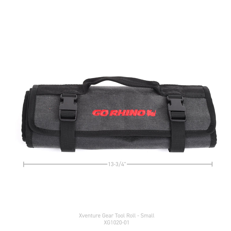 Go Rhino XVenture Gear Tool Roll - Small (4x4in. Closed) 12oz Waxed Canvas - Black Cargo Boxes & Bags Go Rhino