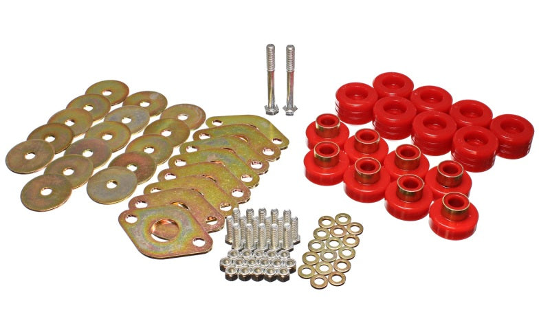 Energy Suspension Body Mount Set W/Hardware - Red Bushing Kits Energy Suspension