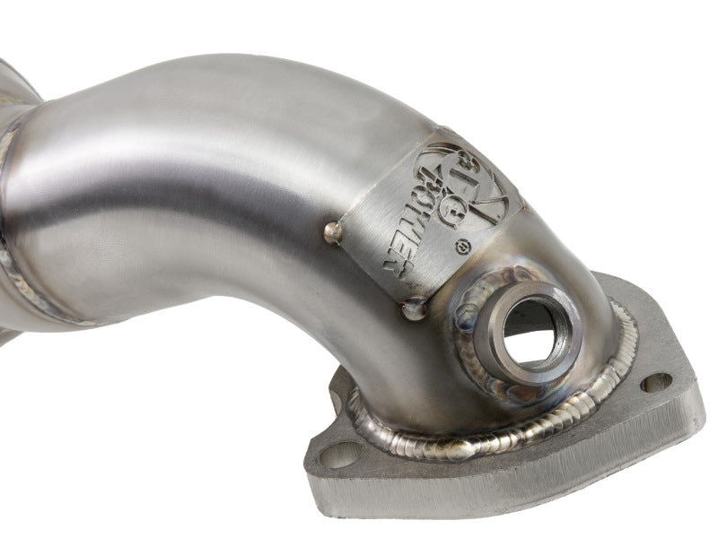 aFe 09-13 MINI Cooper S (R56) L4 1.6L (t) Twisted Steel Down Pipe 2-1/2in 304 Stainless Steel w/ Cat Downpipes aFe