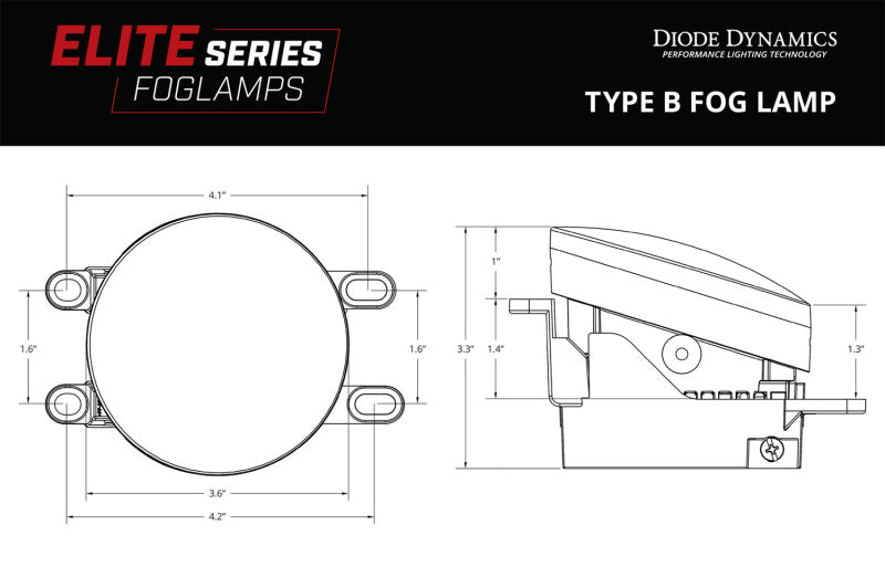 Diode Dynamics Elite Series Type B Fog Lamps - Yellow (Pair) Fog Lights Diode Dynamics