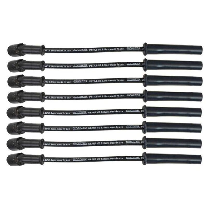 Moroso 99-13 GM LS/LQ 4.8/5.3/5.7/6.0/6.2L Ultra 40 8.5mm Multi-Angle Boot Spark Plug Wire Set - Blk Spark Plug Wire Sets Moroso