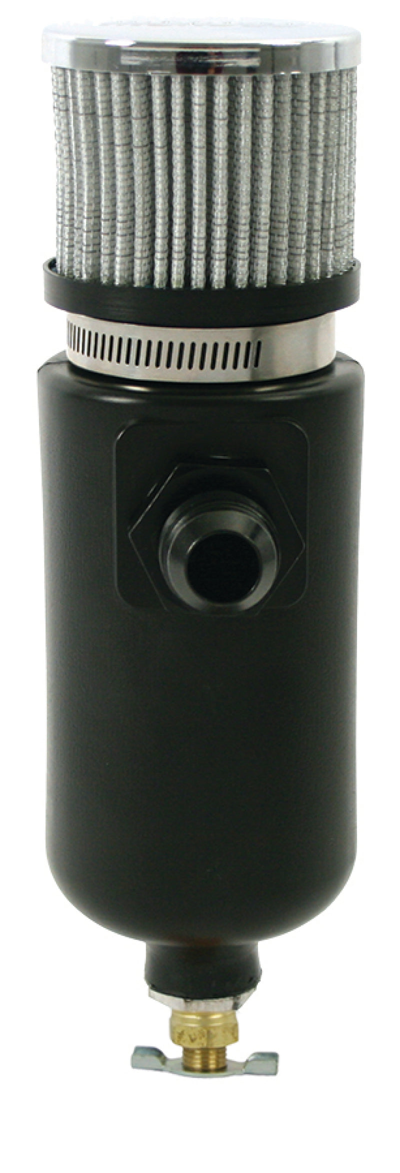 Moroso Breather Tank/Catch Can -12An Male Inlet - Black Polyethylene Oil Catch Cans Moroso