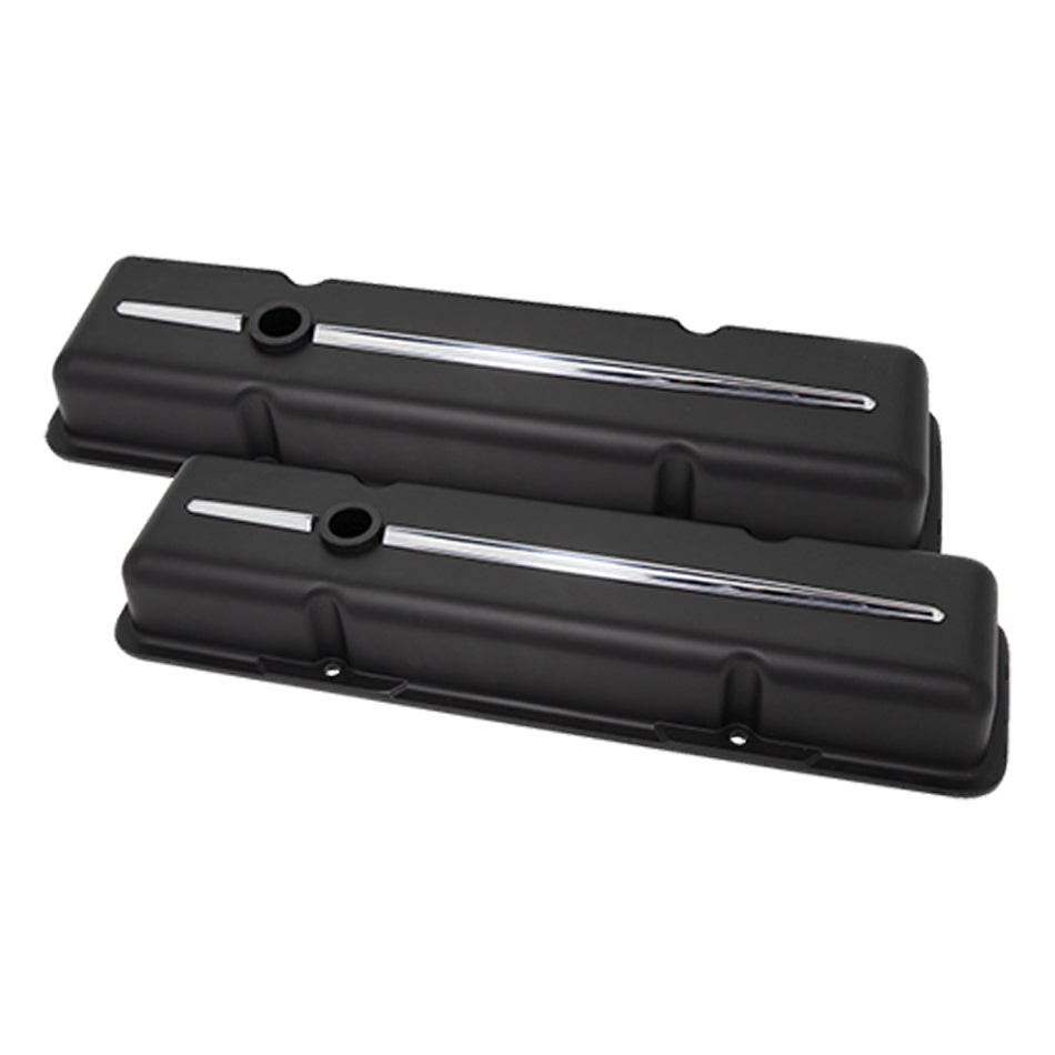 Valve Cover SBC Short Streamline Black/Polishd Valve Covers Billet Specialties