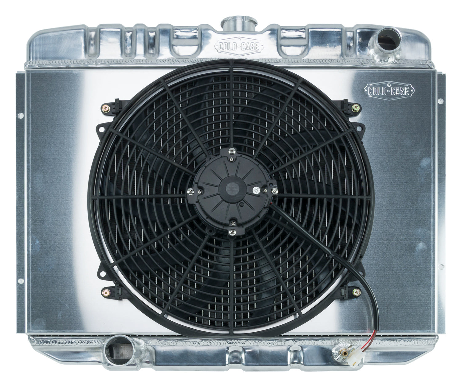 67-70 Mustang BB 24 Inch Aluminum Performance Radiator And 16 Fan Kit MT Cold Case Radiators Radiator Kit COLD-CASE Radiators