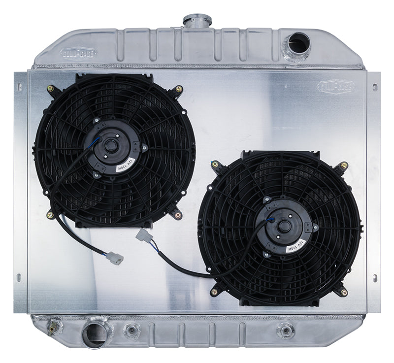 66-79 Ford Truck Bronco Aluminum Radiator And 12 Inch Fan Kit Dual Cold Case Radiators Radiator Kit COLD-CASE Radiators