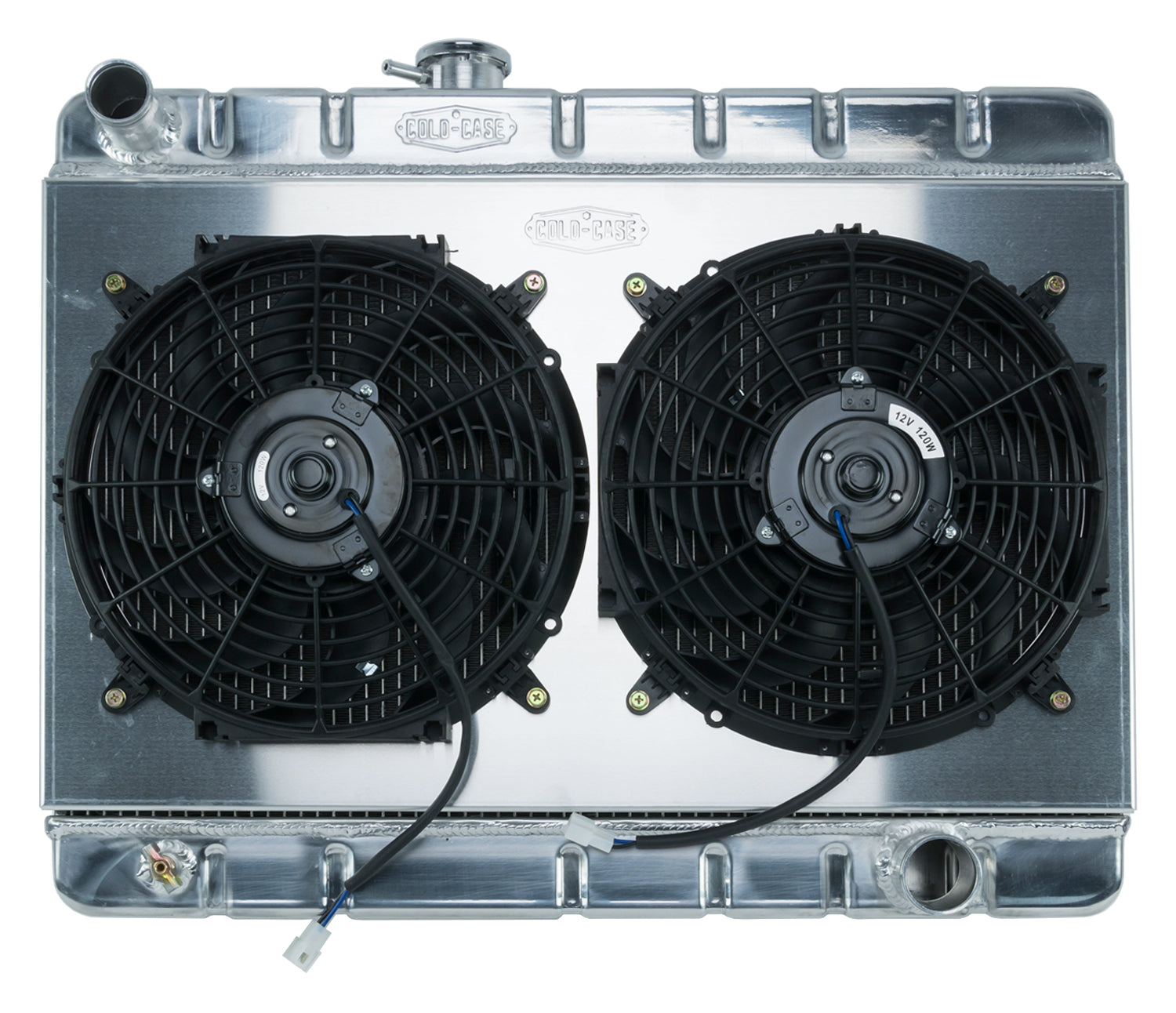 66-67 GTO Aluminum Radiator And 12 Inch Dual Fan Kit W/AC MT Cold Case Radiators Radiator Kit COLD-CASE Radiators