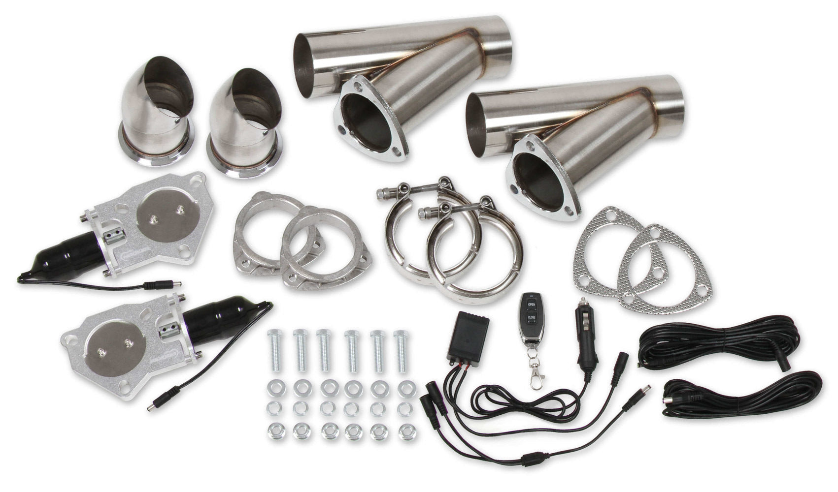 Dual Electric Exhaust Cut-Outs 3in w/Remote Exhaust, Mufflers & Tips Hooker
