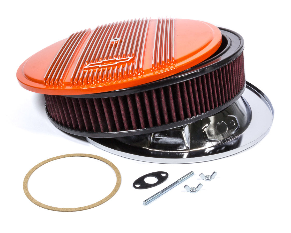 14 x 3 Air Cleaner Finned Bowtie Orange Air Cleaner Assemblies and Air Intake Kits Holley