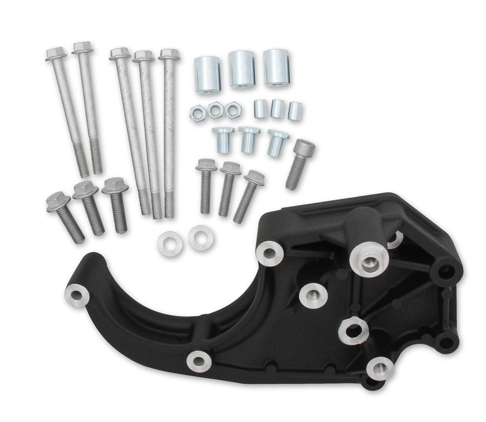 LS Hi Mount Accessory AC RH Bracket - Black Air Conditioner Brackets and Components Holley