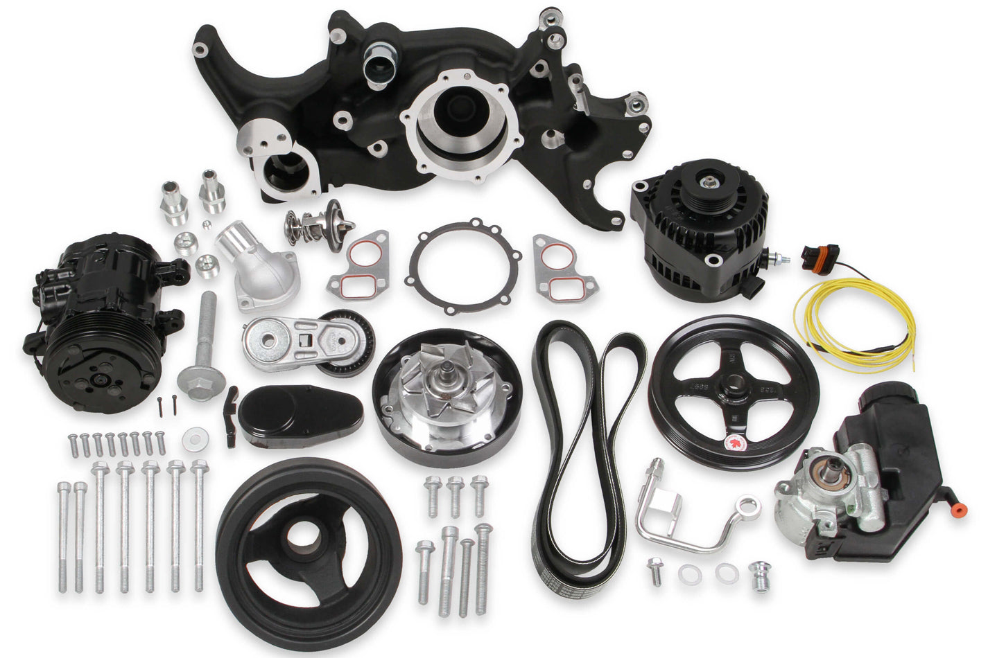 LS Mid-Mount Complete Engine Accessory System Pulley Kits Holley