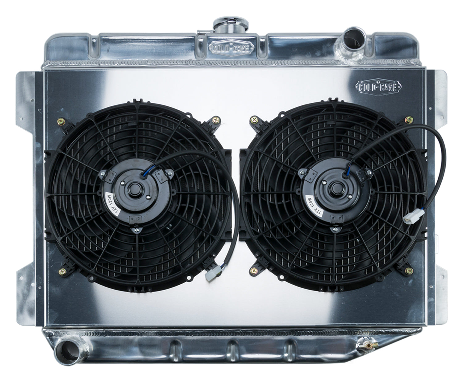 70-74 E Body Challenger Aluminum Performance Radiator And 12 Inch Dual Fan Kit MT 17x26 Inch Cold Case Radiators Radiator Kit COLD-CASE Radiators