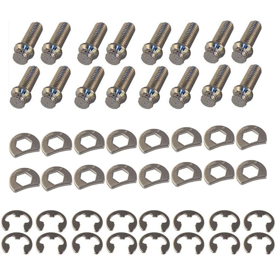 S/S Header Bolt Kit - 6pt. 3/8-16 x 1in (16) Exhaust Manifold/Header Fastener Kits Stage 8